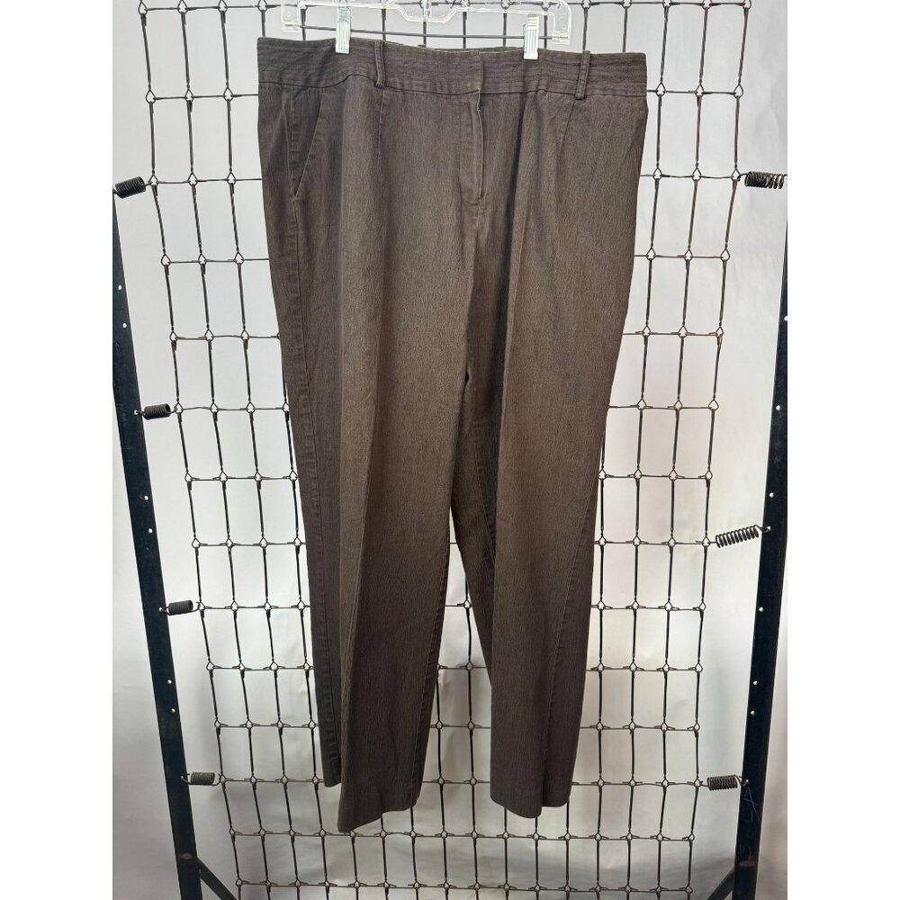Larry Levine Womens Stretch Pants 16W Brown Cotton Blend Made In Cambodia - Picture 13 of 16